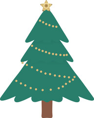 Decorated Christmas Tree with Gold Star