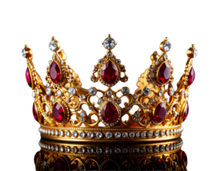 Ornate Diamond and Ruby Royal Crown – Transparent Background PNG