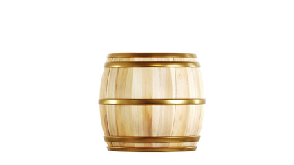 mini wooden barrel with golden edge 3D rendering