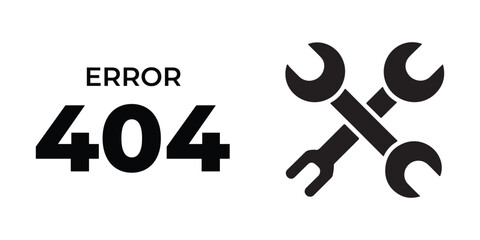 Error 404 and Maintenance Icon Vector Illustration on White Background