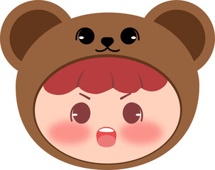Cute Bear Head Shouting