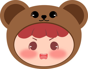 Cute Bear Head Angry