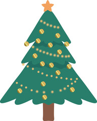Decorated Christmas Gold Tree with Star