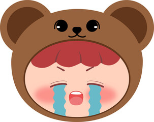 Cute Bear Head Crying