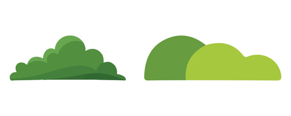 Green Bush Icon. Vector Collection of Bushes and Grass Elements