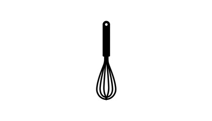 Simple Whisk Icon in Black for Cooking and Baking Isolated on White Background for Culinary Design