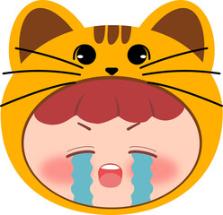 Cute Orange Cat Head Crying