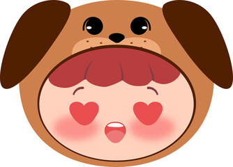 Cute Dog Head Happy Blush