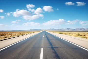 Fototapeta premium Long straight city road horizon outdoors freeway.