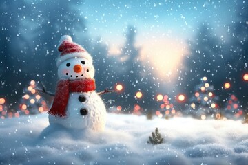 Happy snowman winter christmas outdoors.