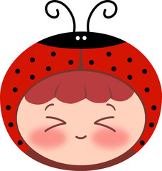 Cute Lady Bug Head Smiling Eyes Closed