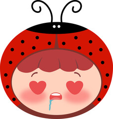 Cute Lady Bug Head Drooling Face
