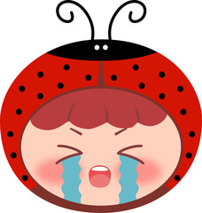 Cute Lady Bug Head Crying