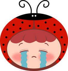 Cute Lady Bug Head Crying