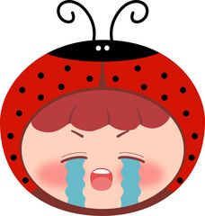 Cute Lady Bug Head Crying