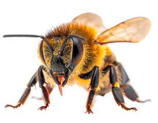 Close-Up of Bee with Visible Proboscis – Transparent PNG for Scientific and Creative Use