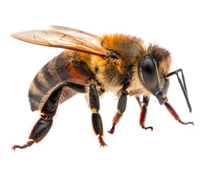 Side View of Full Bee PNG – Isolated Insect on Transparent Background for Scientific and Creative Use