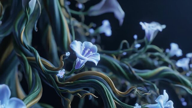 Abstract Floral Composition A Dreamy Perspective with Ethereal Blue Flowers