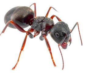 Side View of Red and Black Ant – Transparent PNG on White Background for Scientific and Graphic Use
