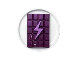  Gourmet Violet Chocolate Bar with Iridescent Crystals PNG