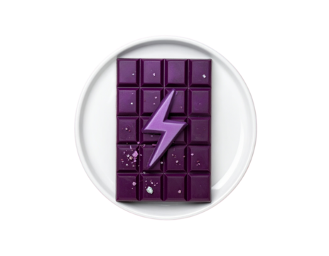  Gourmet Violet Chocolate Bar with Iridescent Crystals PNG - Powered by Adobe