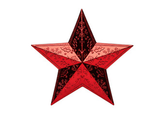 Obraz premium Shimmering red star ornament festive decoration holiday star. A shiny red star ornament with intricate design, isolated on transparent background