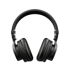 Black over ear headphones isolated on transparent background