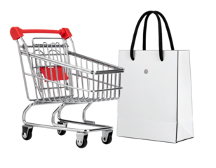 Luxury Retail Cart and Paper Bag Transparent PNG