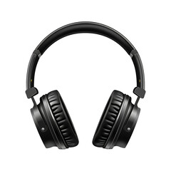 Black over ear headphones isolated on transparent background