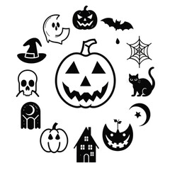 set of halloween icon elements illustrations