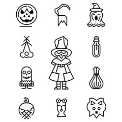 Fototapeta premium set of halloween icon elements illustrations