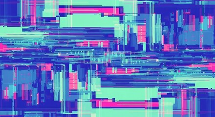 A vibrant digital art piece displays a complex network of interconnected geometric shapes, showcasing a range of vivid colours and a futuristic feel.