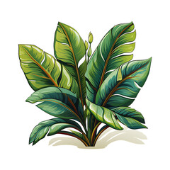 Vibrant green tropical leaves isolated on transparent background