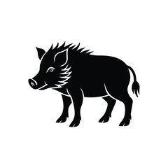A wild boar silhouette vector art illustration