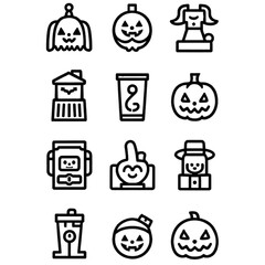halloween icons set