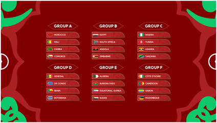 African Nations Morocco 2025 Groups Flags Countries Teams African Football Symbol Logo Design Vector Illustration © belkas