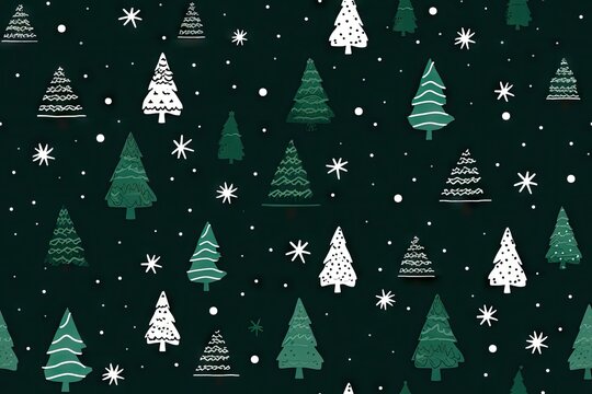 Christmas misletoe pattern green line backgrounds.