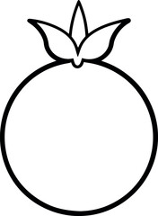 Minimalist Black Outline Drawing of Pomegranate Fruit Icon