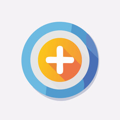 Obraz premium Colorful Plus Sign Icon Inside Blue Circle