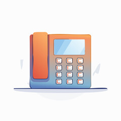 Orange and Blue Office Phone Illustration with Buttons