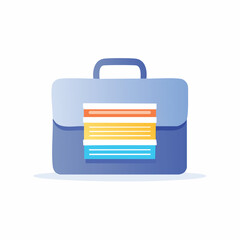 Blue Briefcase with Colorful Documents Illustration