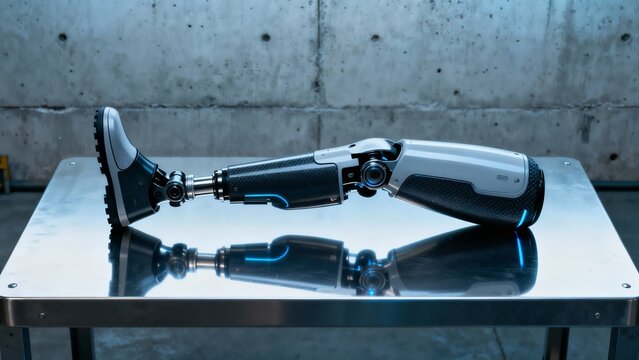 Futuristic bionic leg on table, International Day of Persons with Disabilities