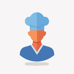 Flat Illustration of a Chef with Uniform and Hat