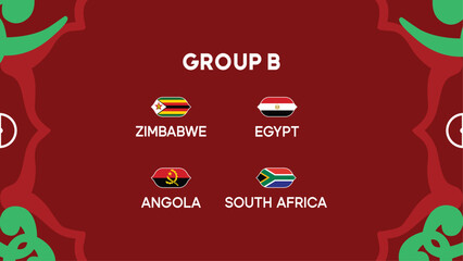 African Nations Morocco 2025 Teams Group B Flags Countries Design African Football Vector Illustration
