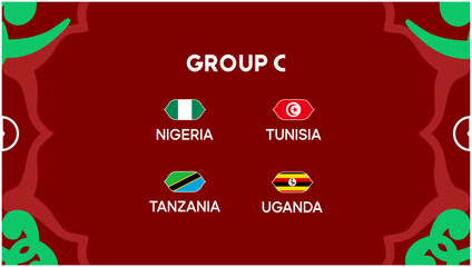 African Nations Morocco 2025 Teams Flags Group C Countries Design African Football Vector Illustration