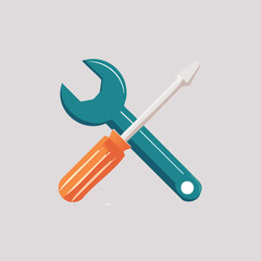 Crossed Wrench and Screwdriver Tools Illustration
