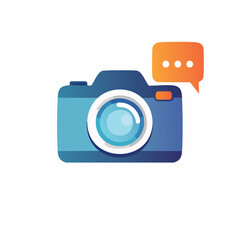 Digital Camera with Speech Bubble Icon Design