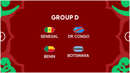 African Nations Morocco 2025 Teams Group D Flags Countries Design African Football Vector Illustration © belkas