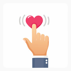Hand Pressing a Red Heart Button Illustration
