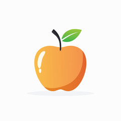 Cartoon Illustration of a Ripe Orange Apple Fruit